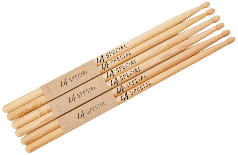 ProMark LA Specials Drum Sticks - Hickory 5B Drumsticks - Set for Acoustic or Electronic Drums - Oval Wood Tip - Consistent Weight and Pitch - 3 Pairs - Image 1